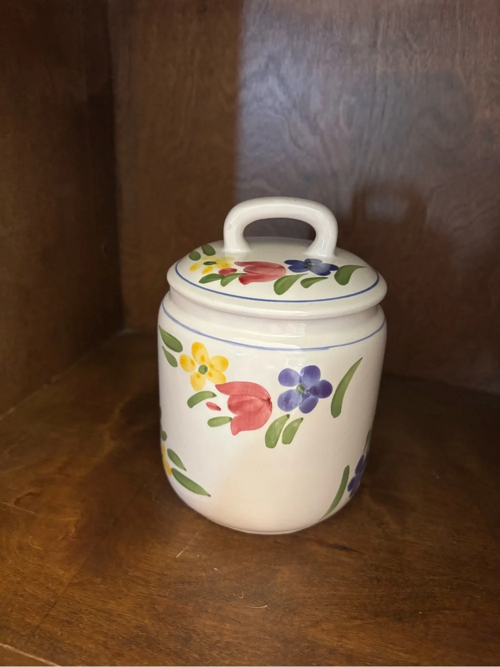 Ceramic Floral Canister Set - White with Multicolor Flowers